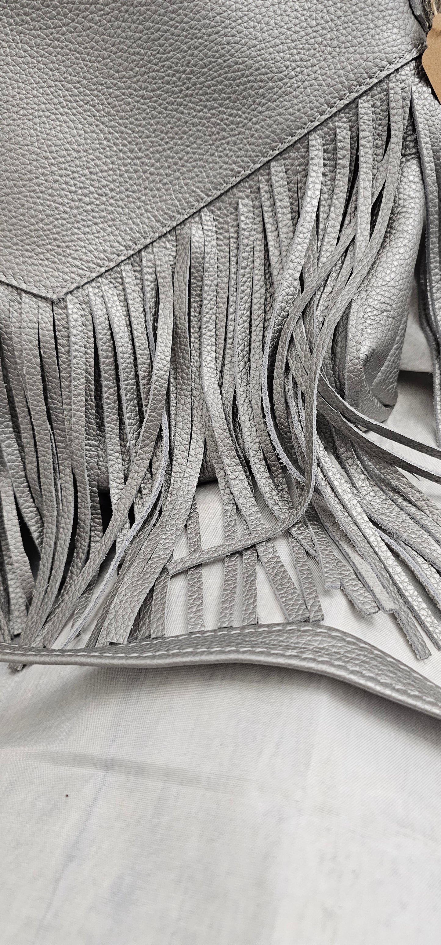 Silver Dreams LEATHER. Fringe Bag