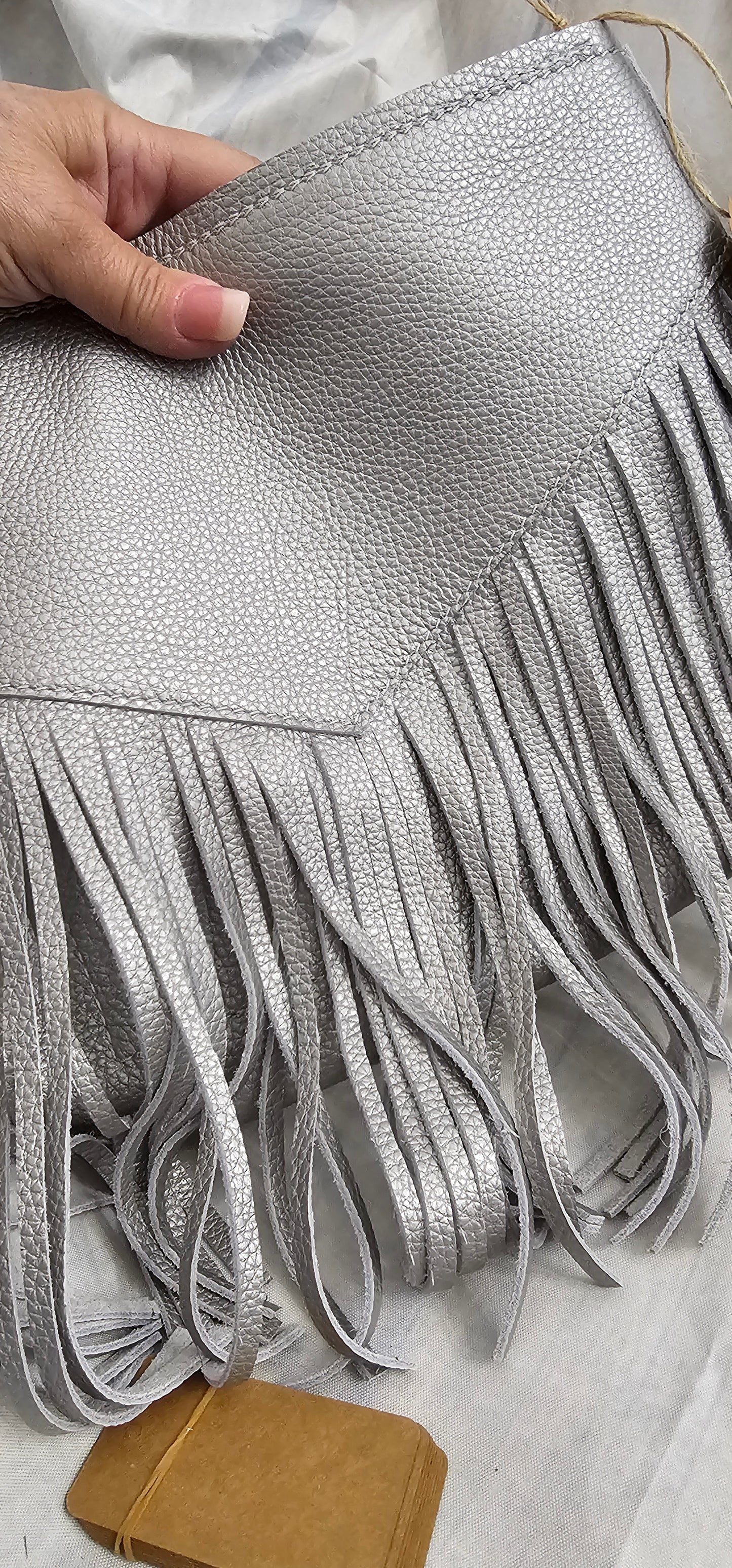 Silver Dreams LEATHER. Fringe Bag