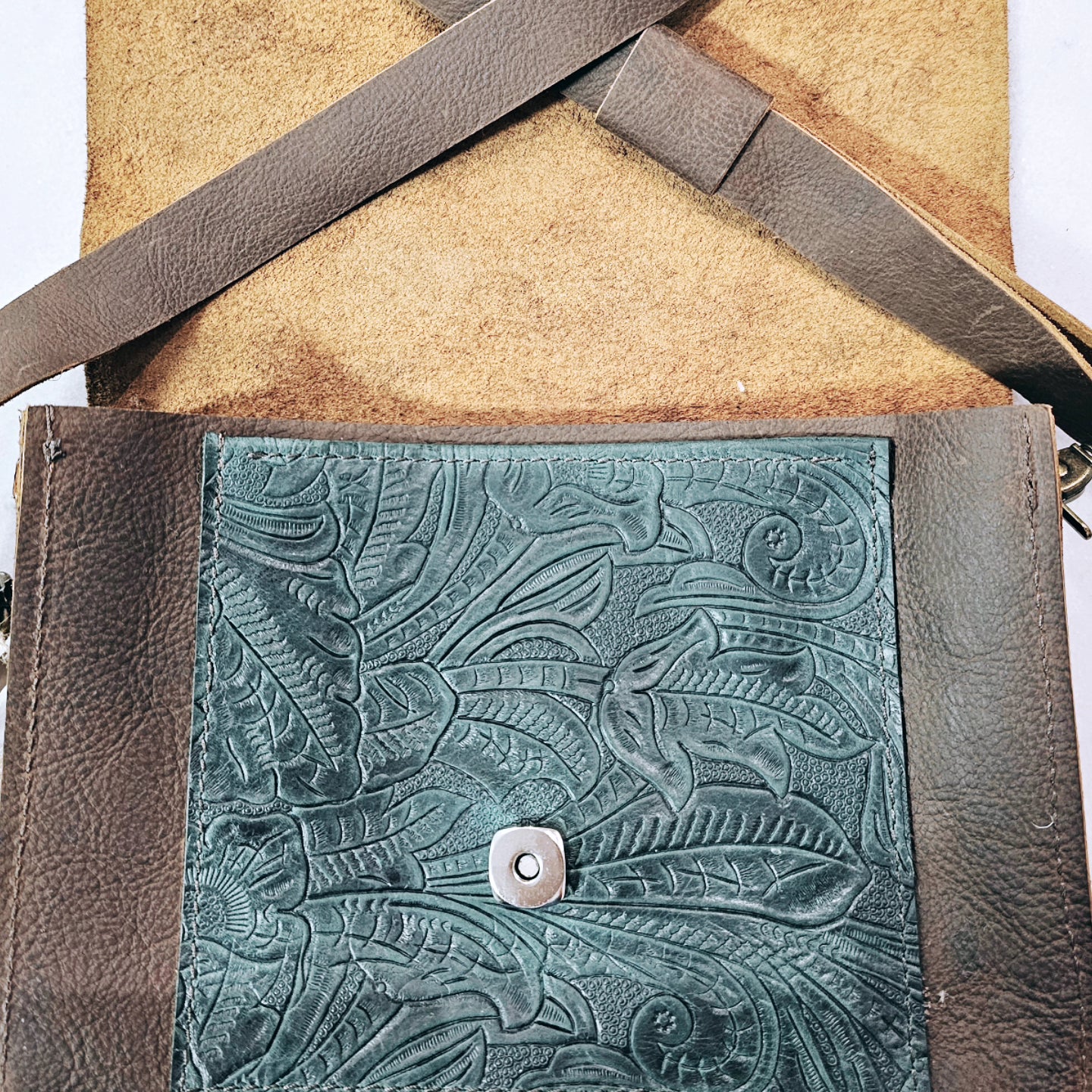 Emerald Crossbody with teal concho