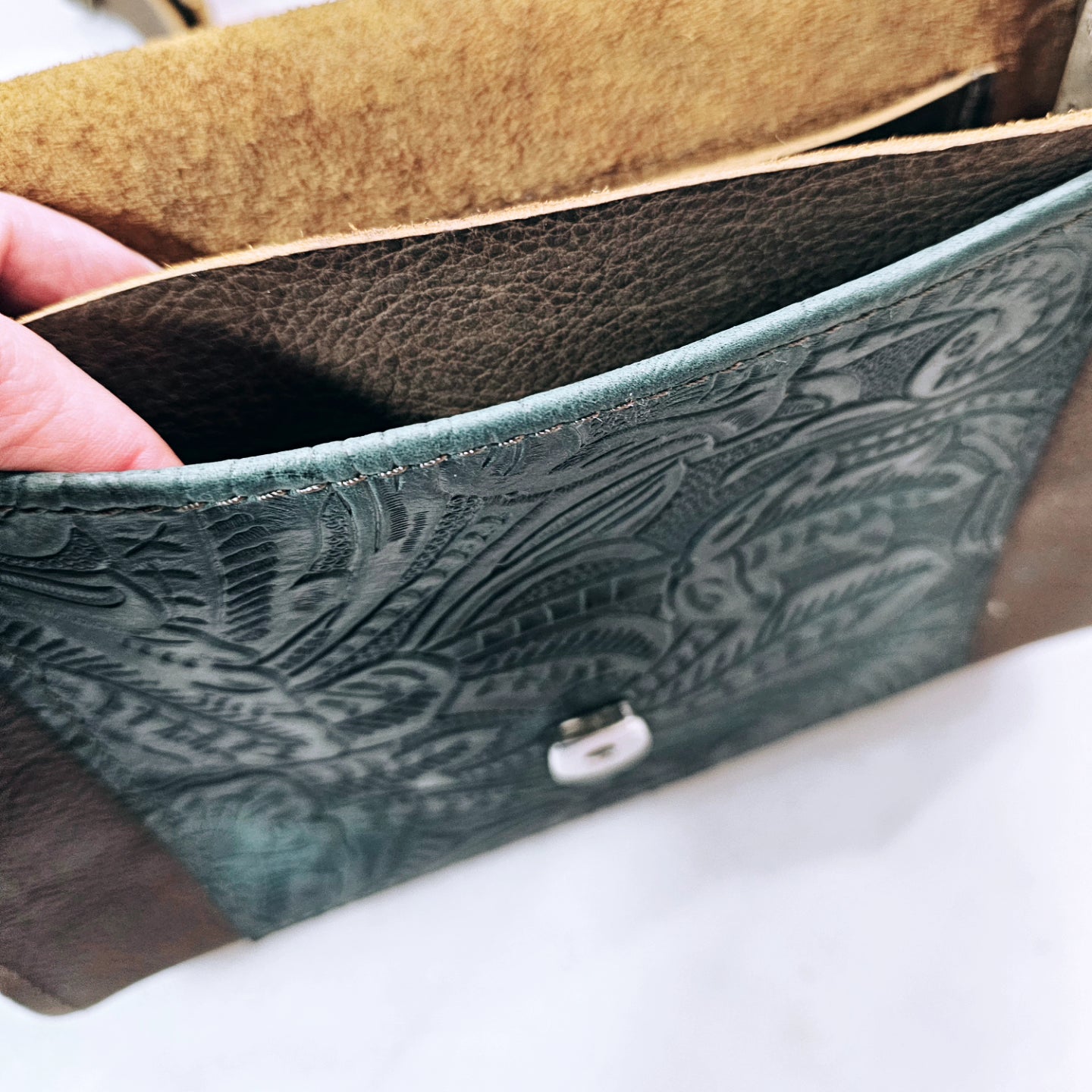 Emerald Crossbody with teal concho