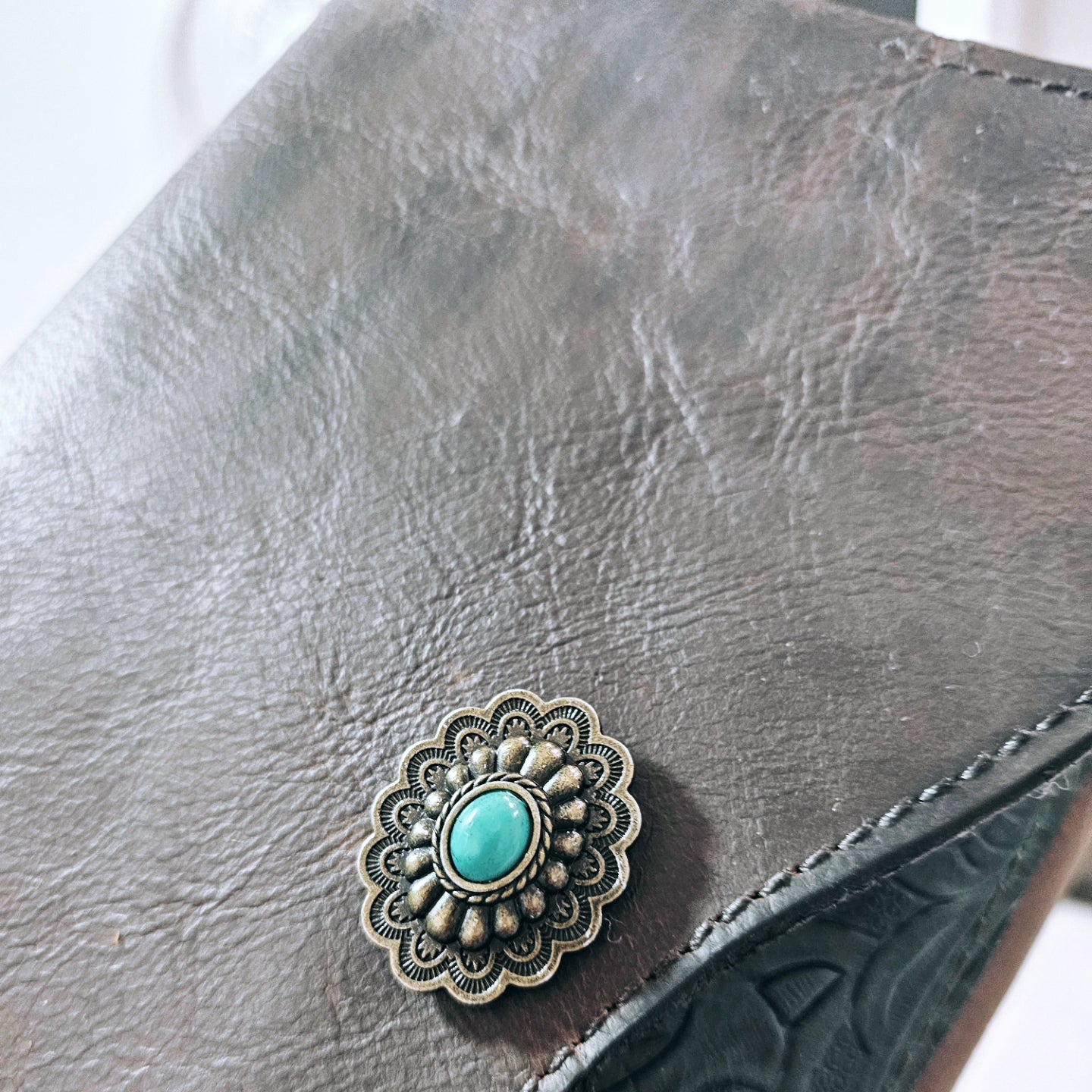 Emerald Crossbody with teal concho