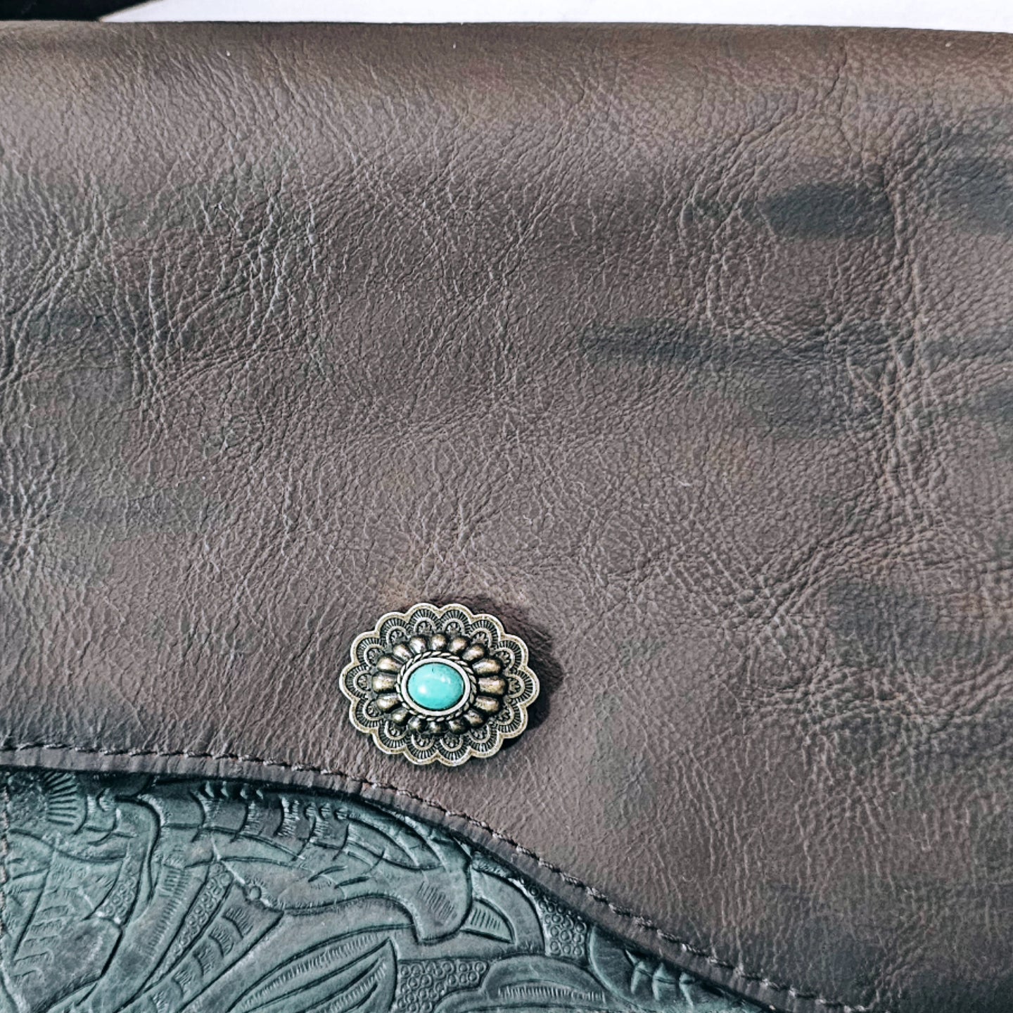 Emerald Crossbody with teal concho