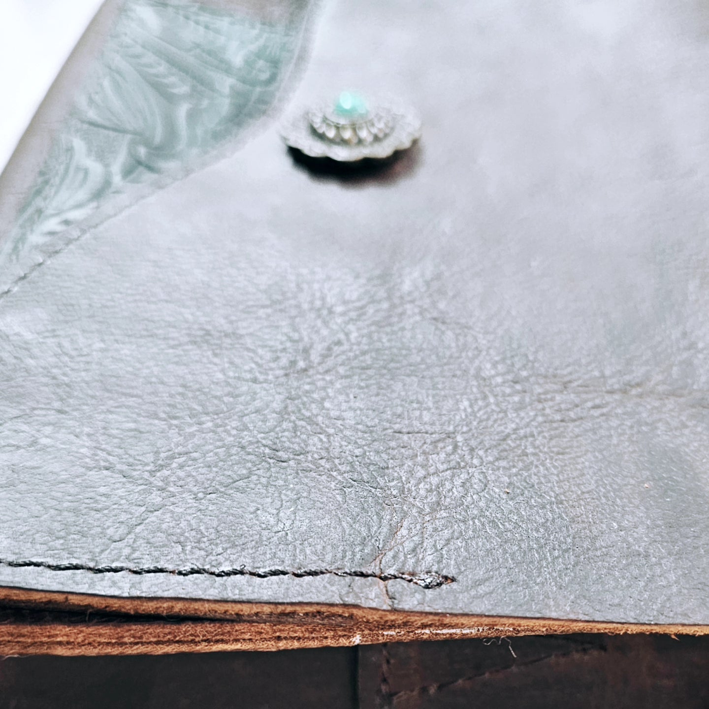 Emerald Crossbody with teal concho