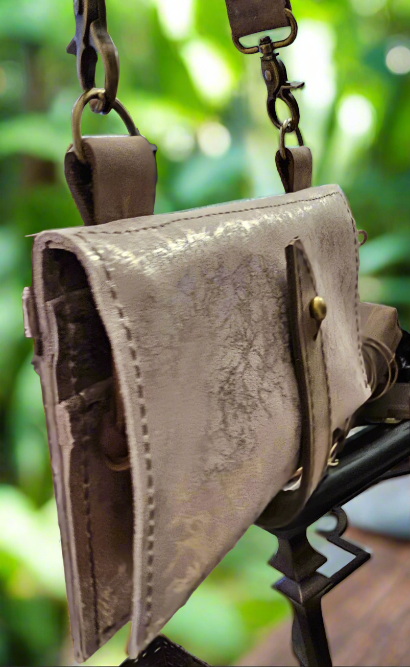Essentials Pouch Wallet in Gold Foil and Brown Leather