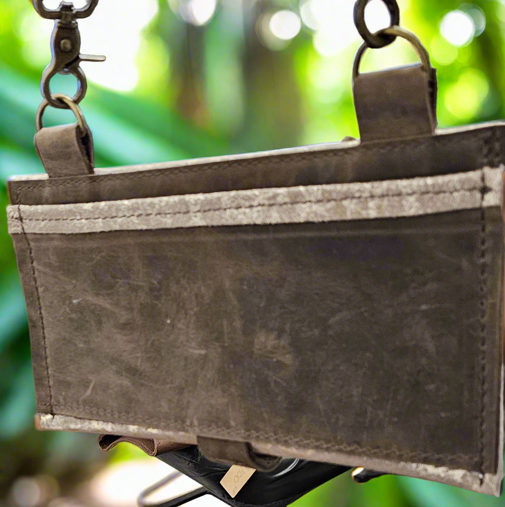 Essentials Pouch Wallet in Gold Foil and Brown Leather