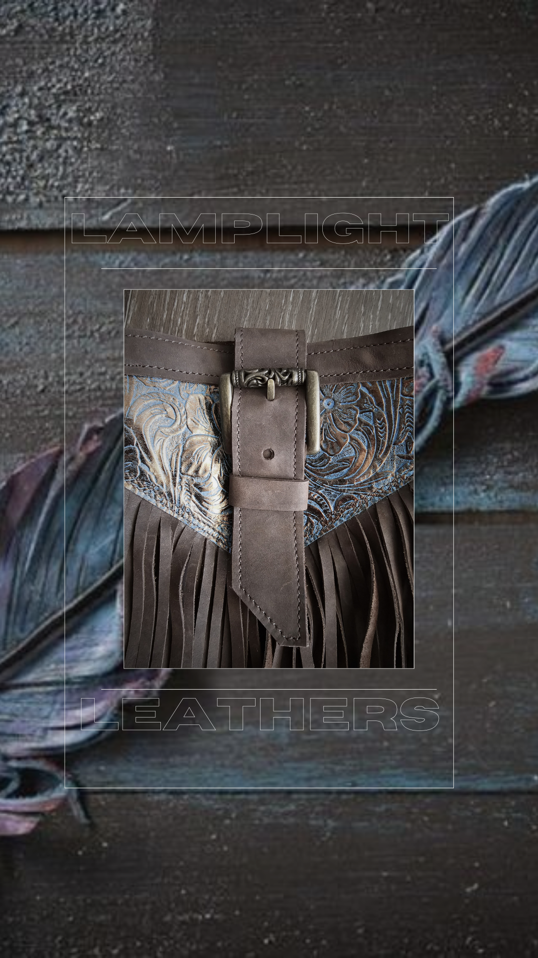 LEATHER GreenGold Fringe Bag
