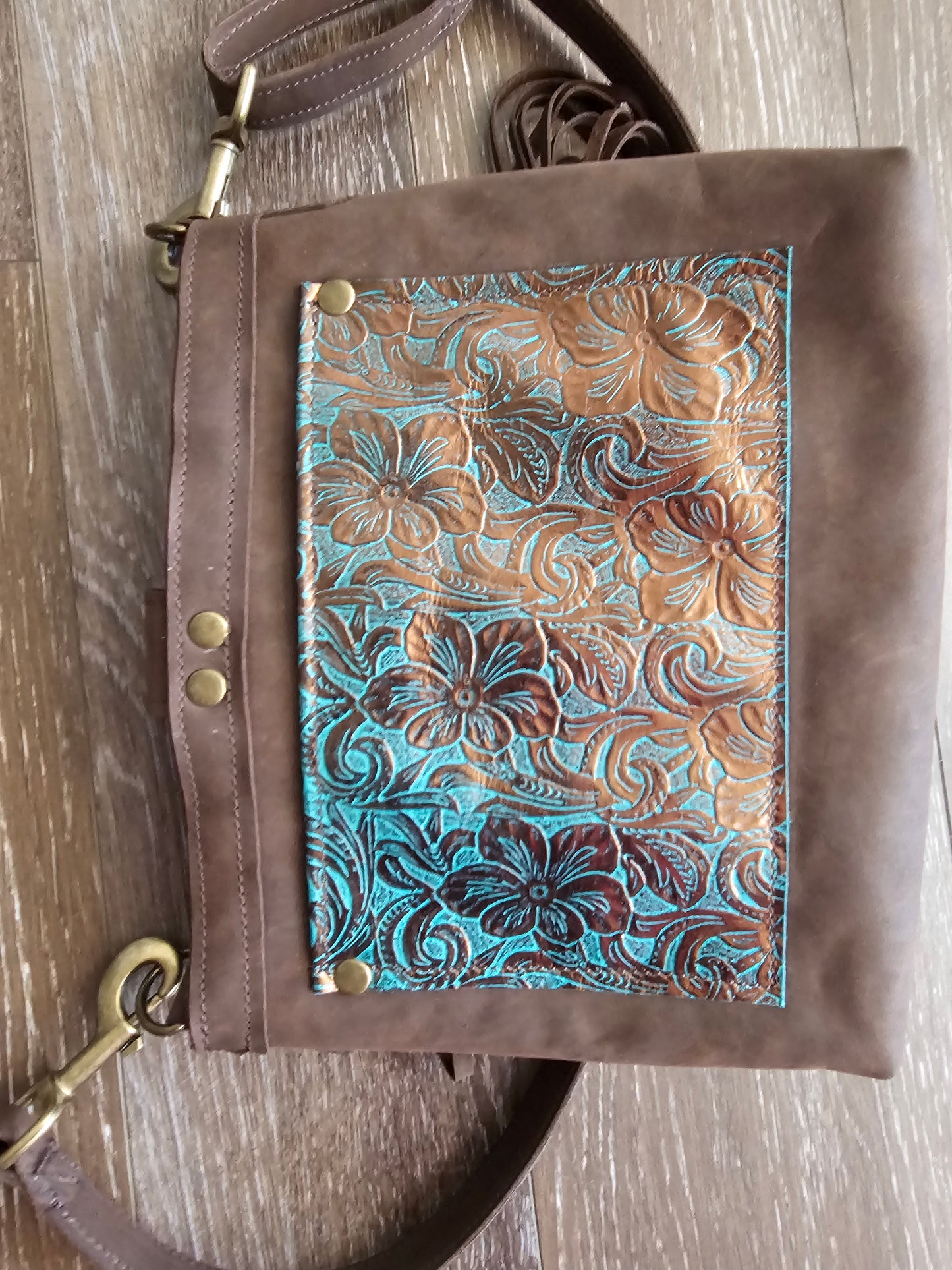 LEATHER GreenGold Fringe Bag