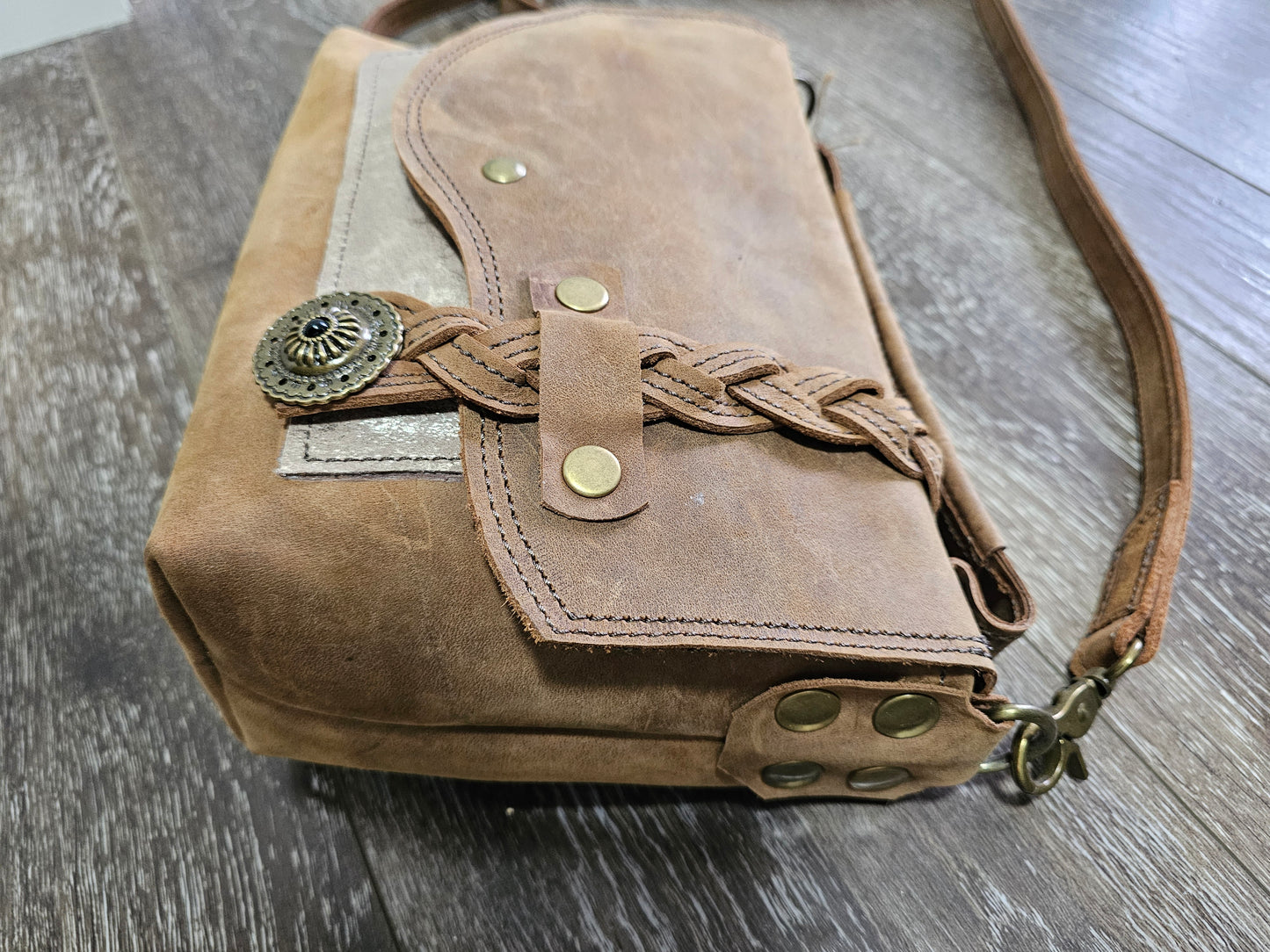 Autumn Braided Crossbody. Leather