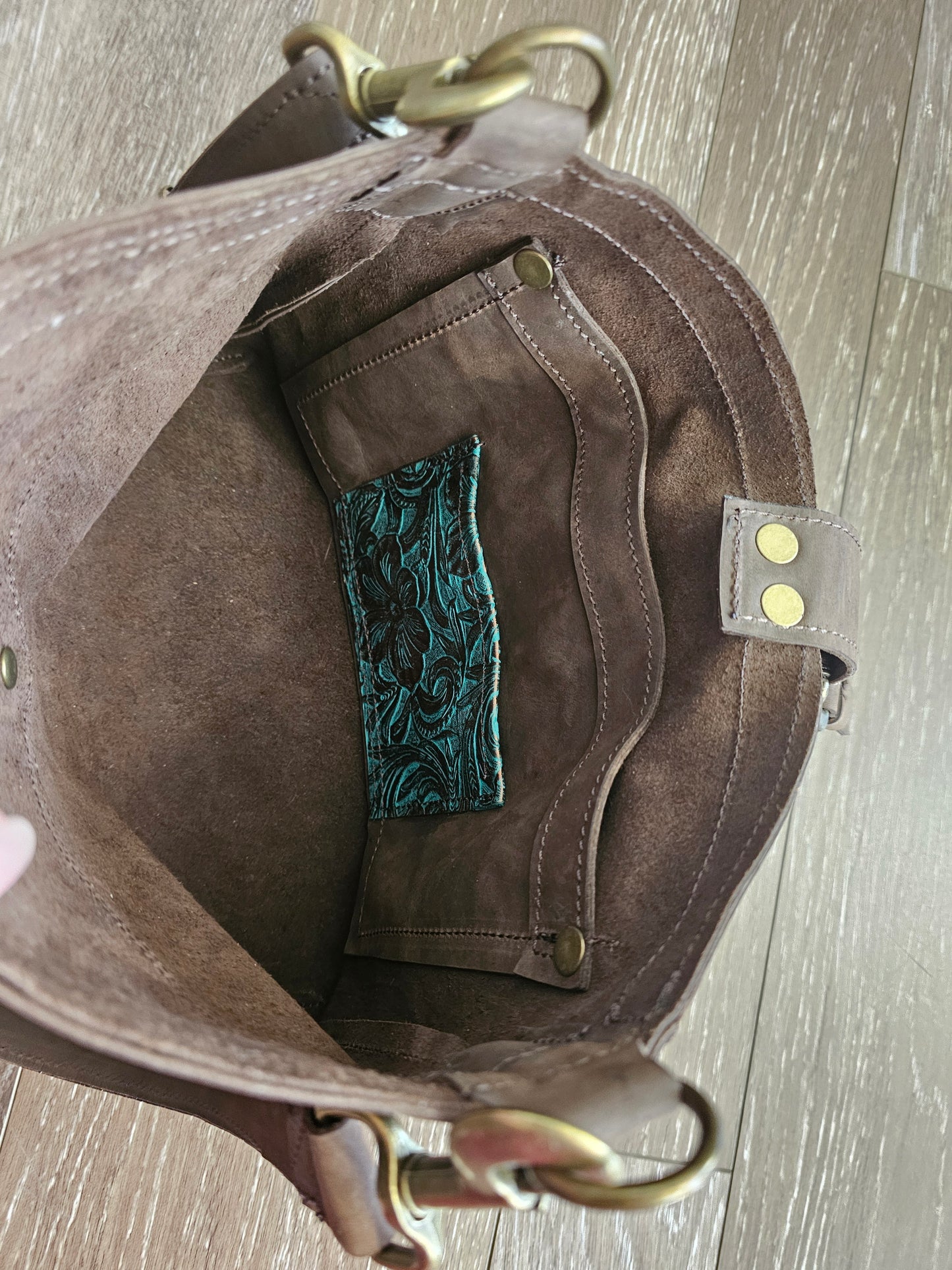 LEATHER GreenGold Fringe Bag