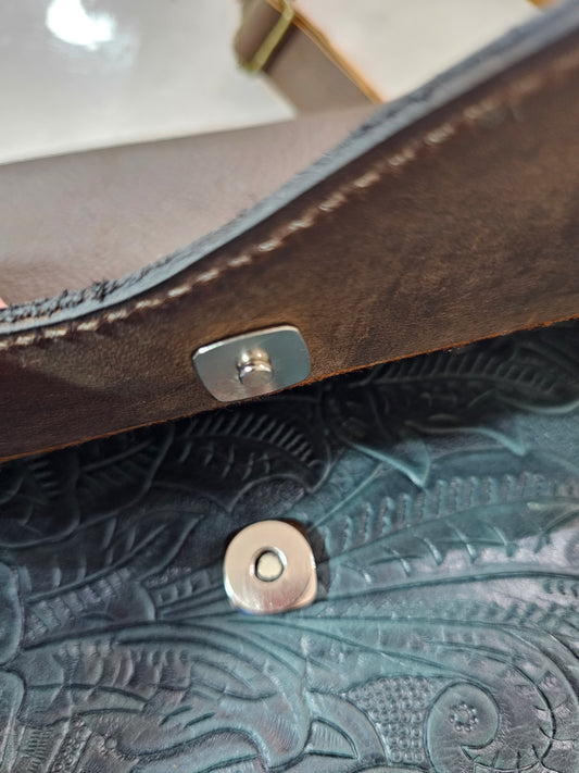 Emerald Crossbody with teal concho