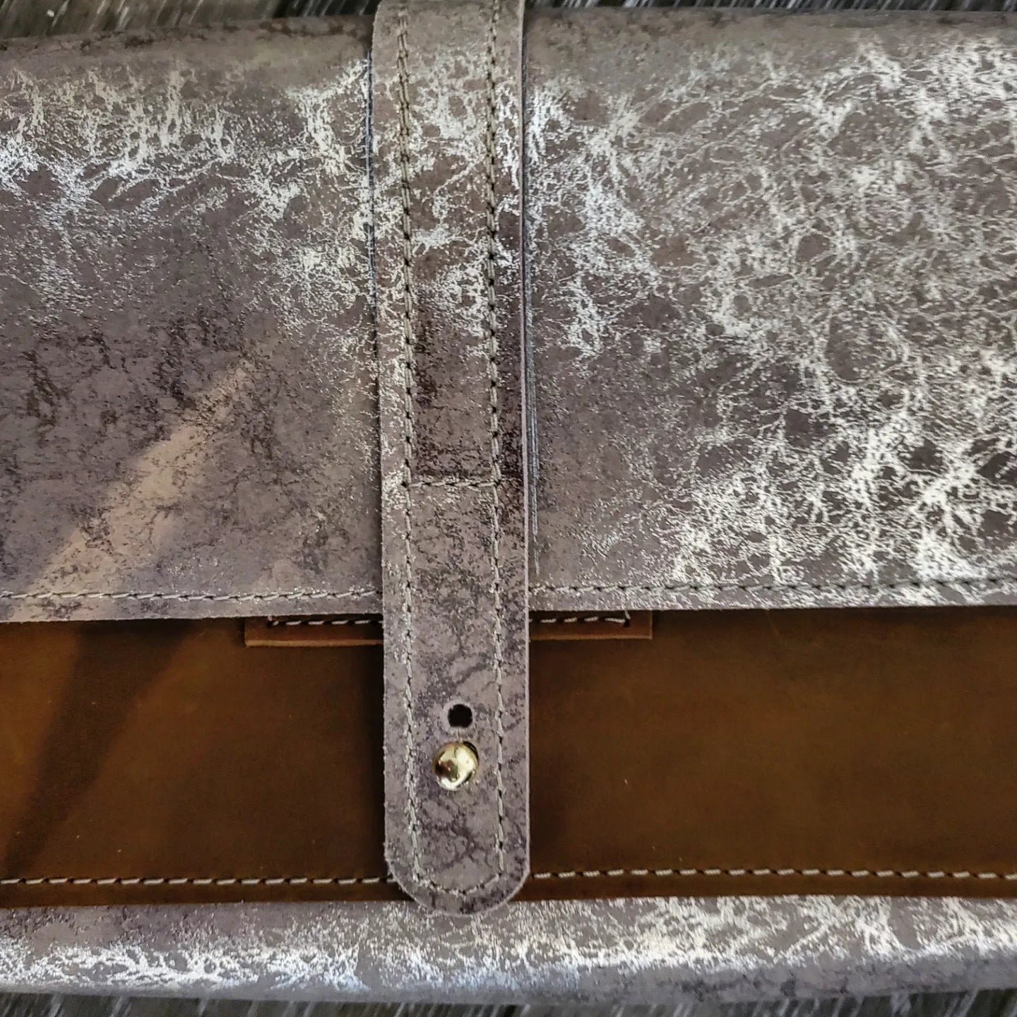 September bag with long shoulder strap. Luxury foil leather