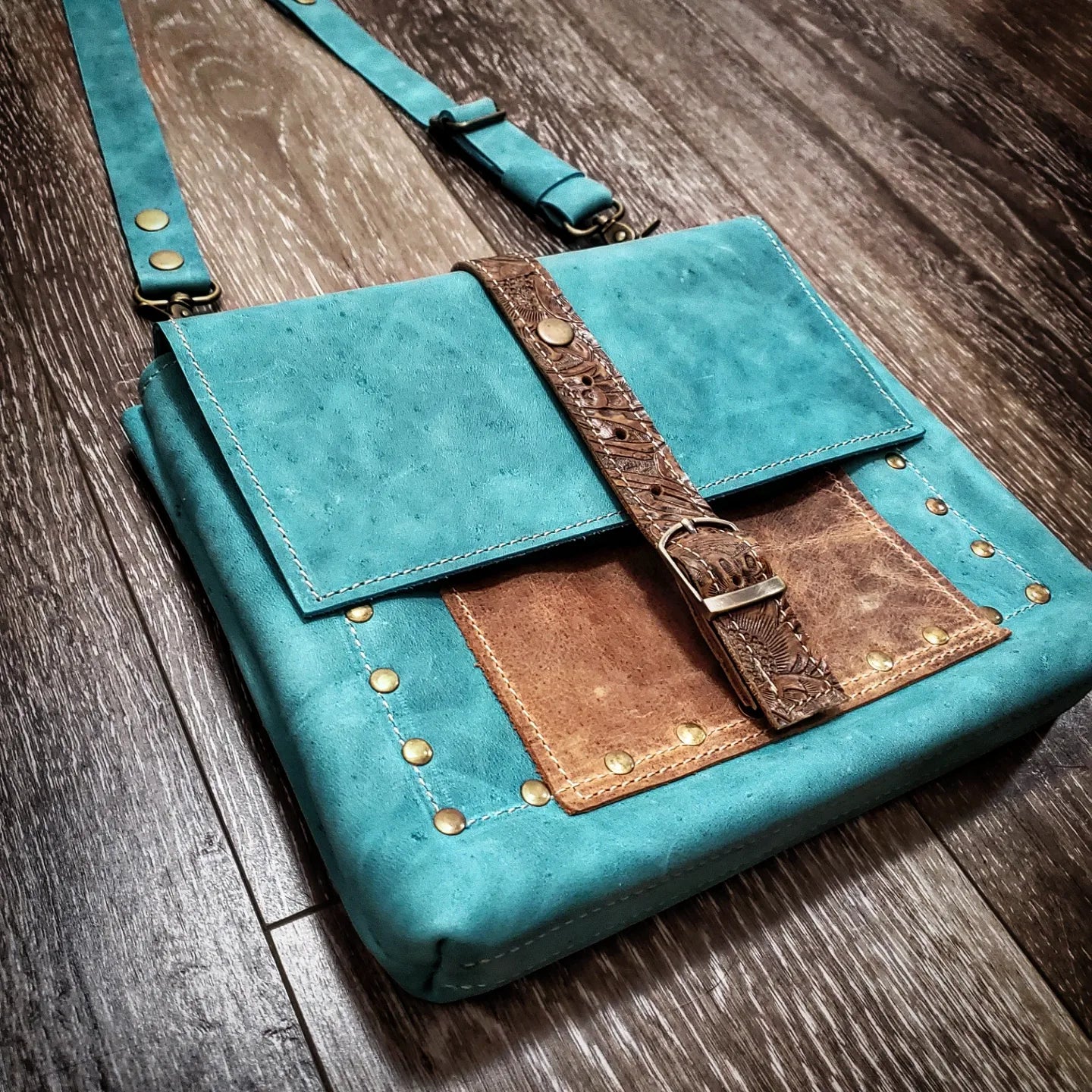 Cadence II in Turquoise crossbody or Bible Bag