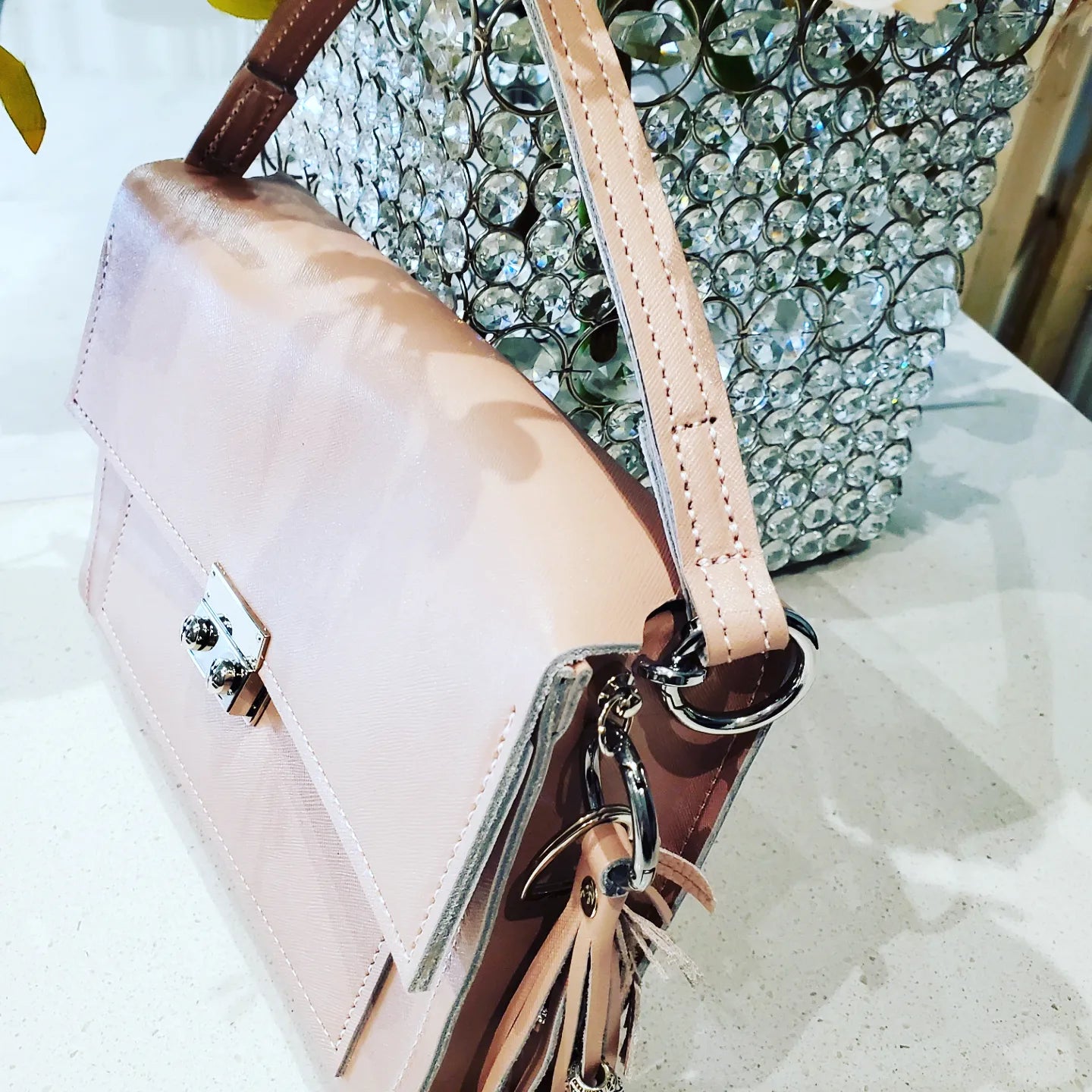Light Pink Leather Bag Paige Crossbody