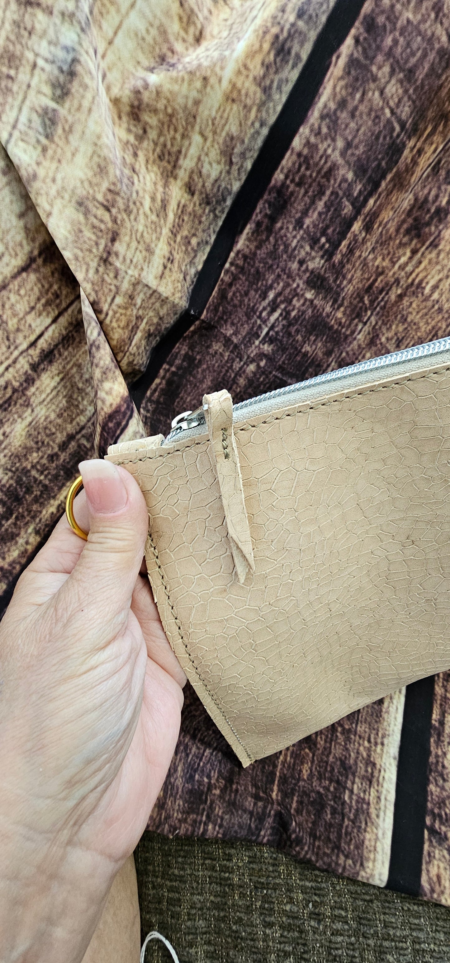 Italian crackle leather pouch