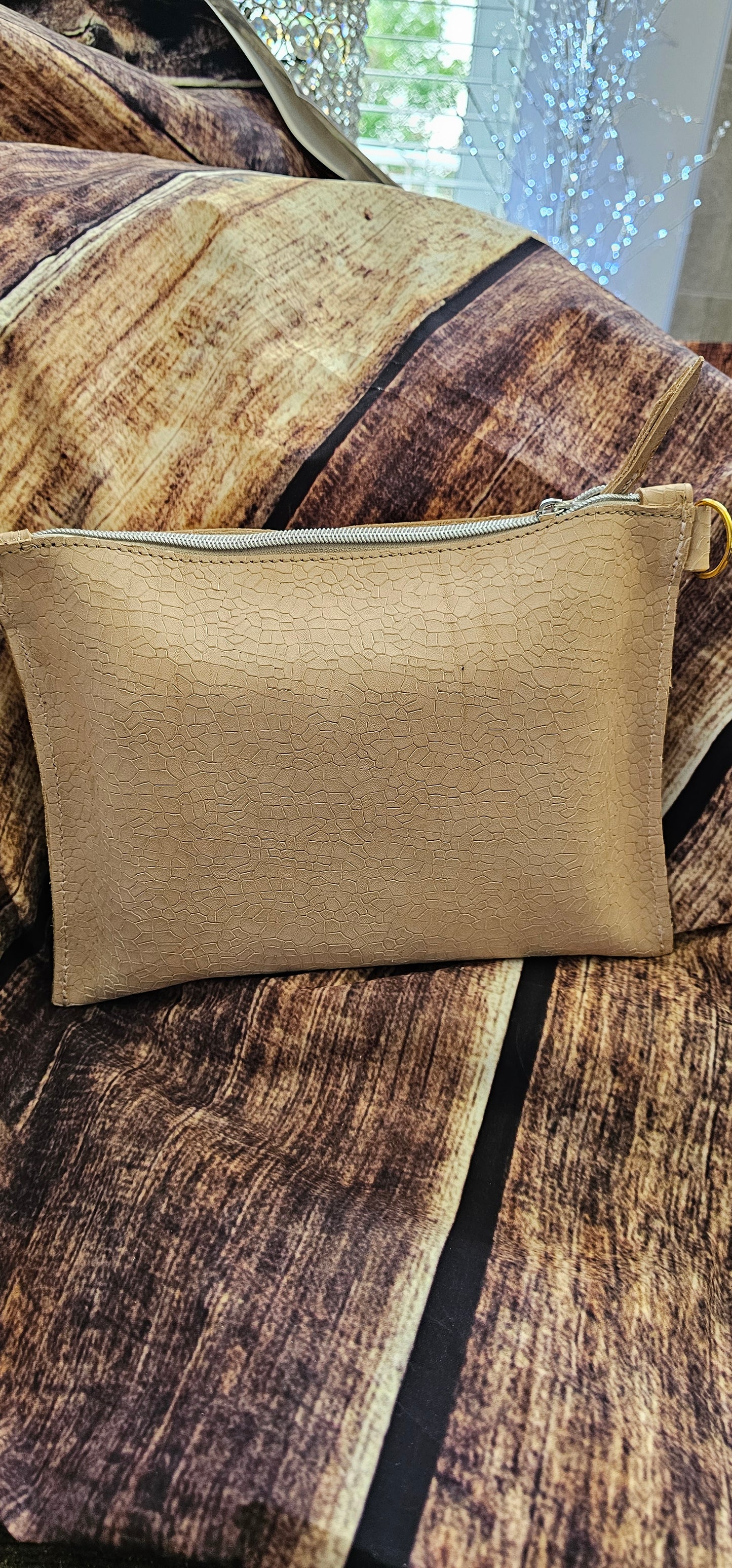 Italian crackle leather pouch