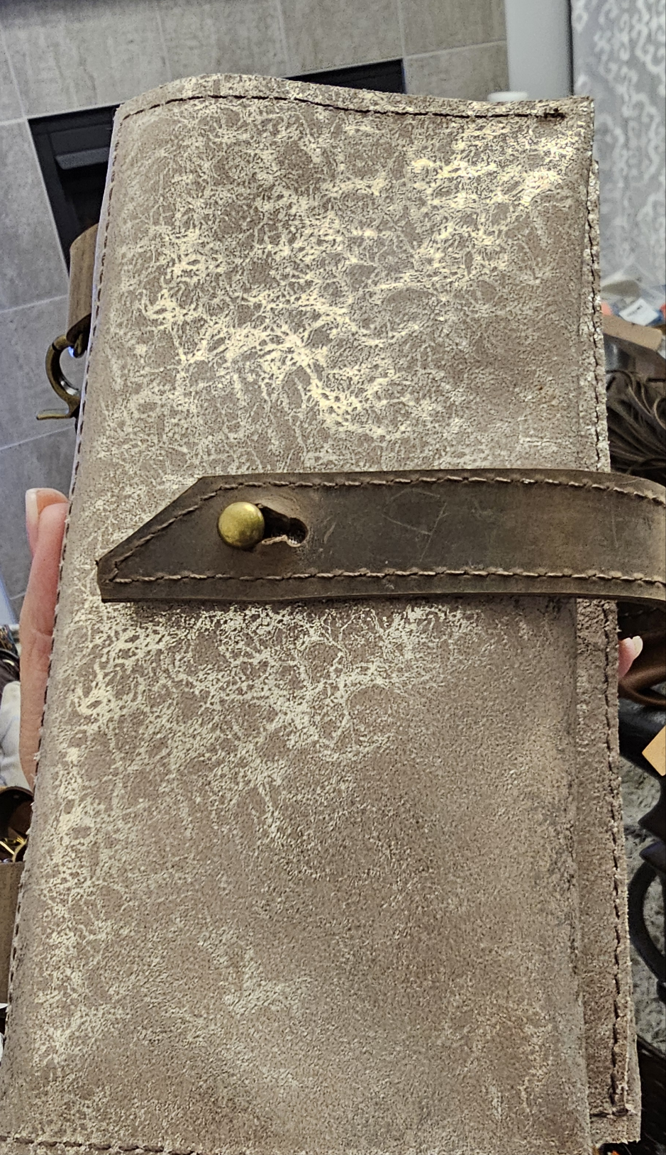 Essentials Pouch Wallet in Gold Foil and Brown Leather