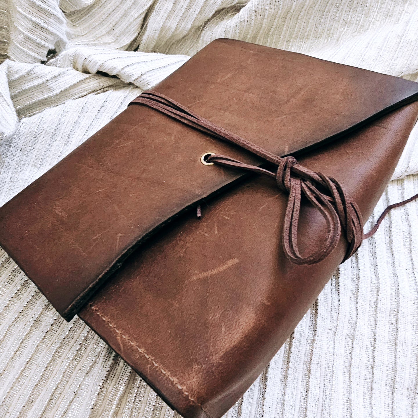 Bible Bag (oil Tan)  leather Wrap Closure