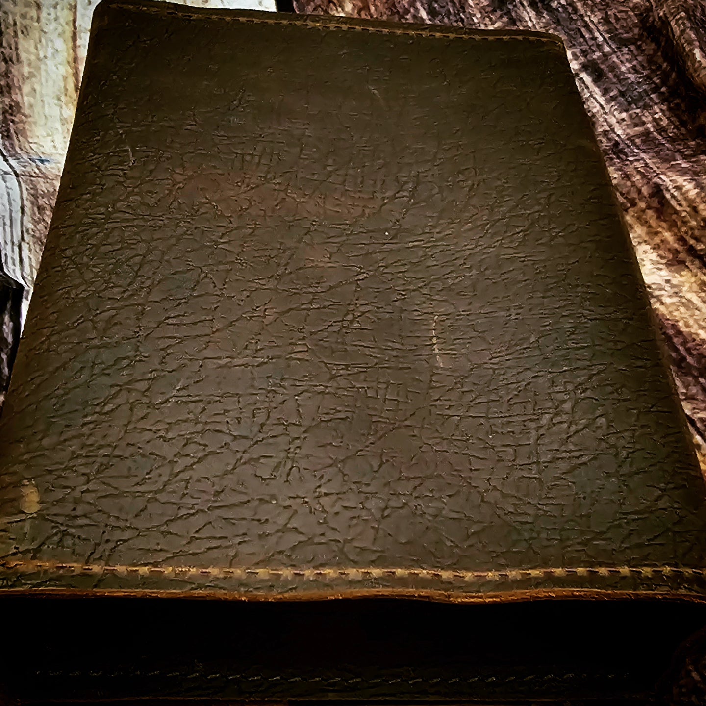 Dark Brown Shrunken embossed bible bag