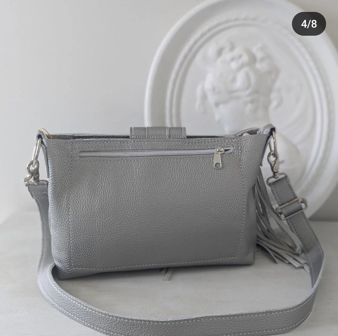 Silver tasseled bag with concho