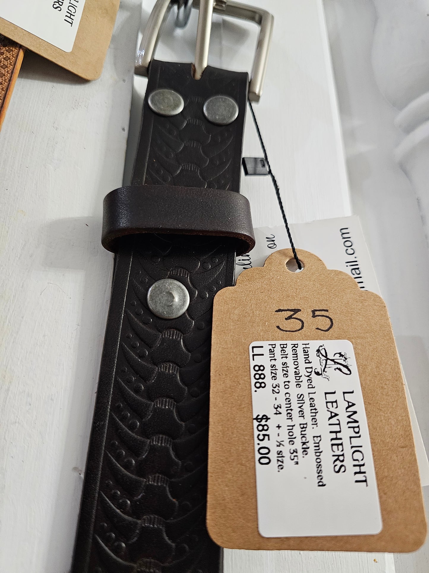 BELT LUXURY BLACK        EMBOSSED BULL HORNS