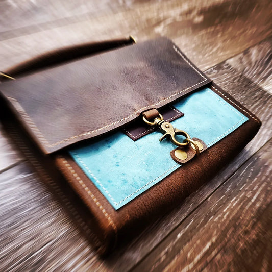 Brown and Turquoise Blue Mnt. Grathe bible bag